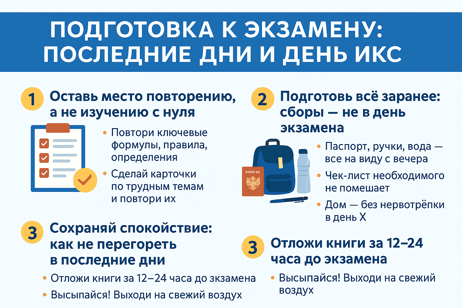 ☑️ Самые важные вещи перед экзаменом ЕГЭ и ОГЭ: как настроиться, что подготовить и чего избегать