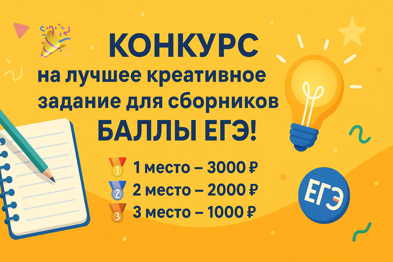 🎉 Конкурс на лучшее креативное задание для сборников БАЛЛЫ ЕГЭ! 🎉